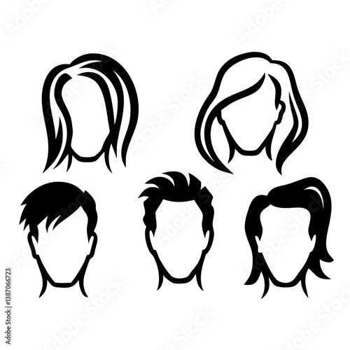 head and shoulders silhouette set