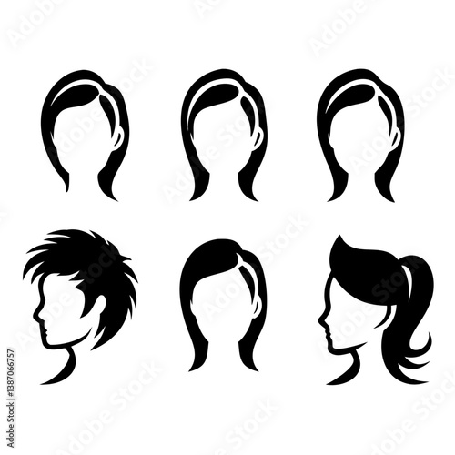 head and shoulders silhouette set