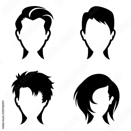 head and shoulders silhouette set