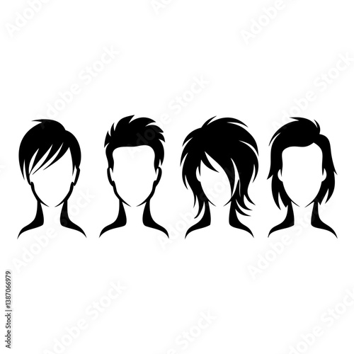 head and shoulders silhouette set