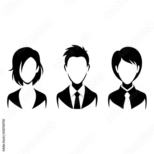 head and shoulders silhouette set