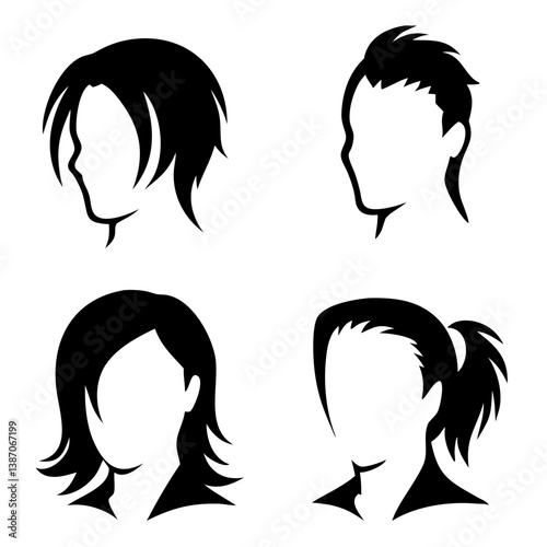 head and shoulders silhouette set