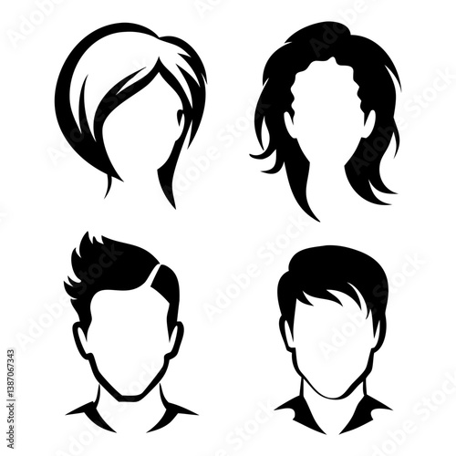 head and shoulders silhouette set