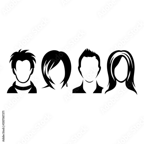 head and shoulders silhouette set