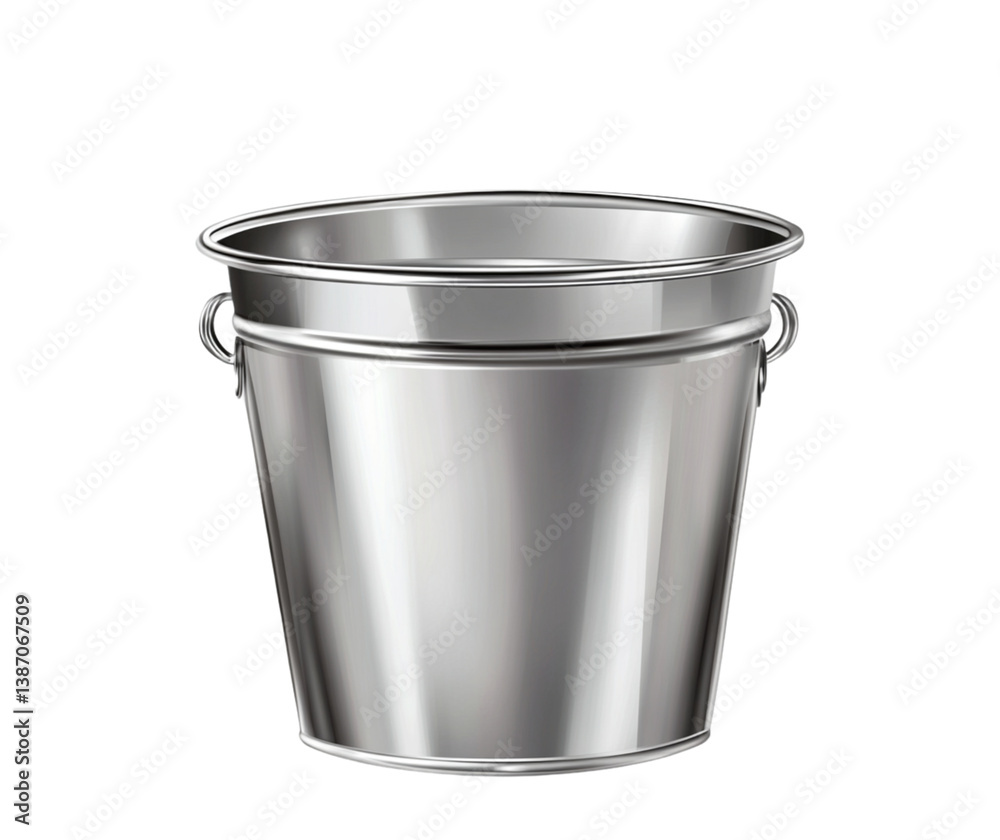 A silver bucket isolated on a transparent background, PNG A silver bucket isolated on a transparent background, PNG