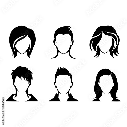 head and shoulders silhouette set