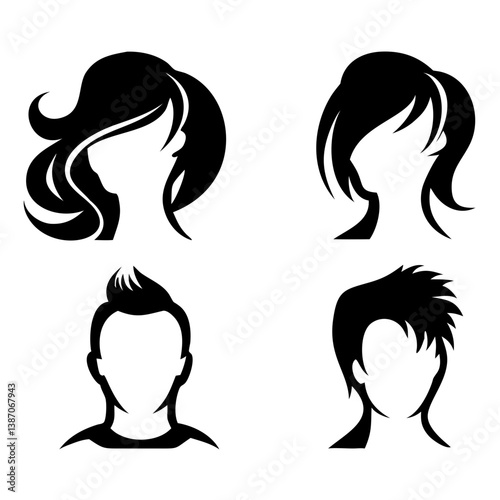 head and shoulders silhouette set