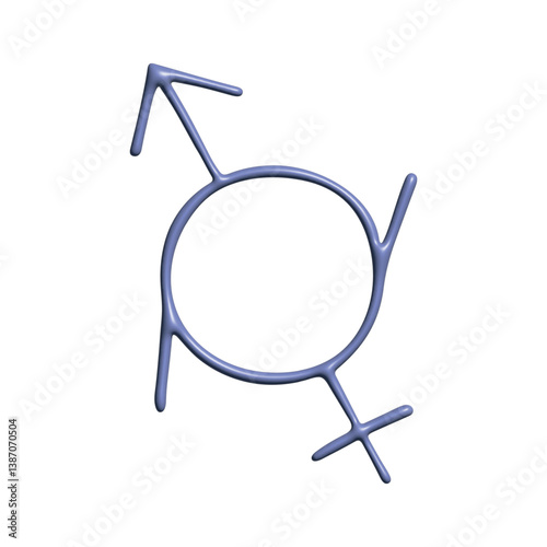 3d genderfluid (female and male) gender identity icon Symbol used to represent sex and gender