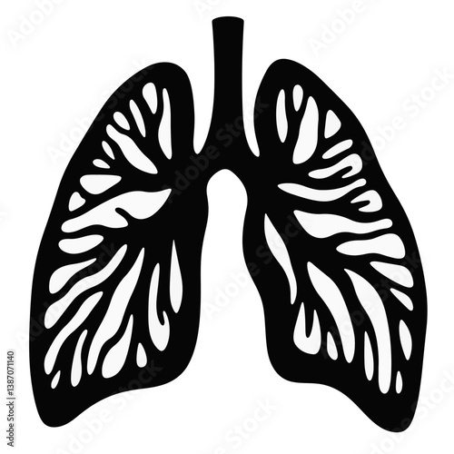 Abstract lungs silhouette on white background, health concept