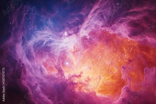 Wallpaper Mural A vibrant nebula, swirling clouds of purple, pink, and orange gas illuminated by distant stars. Torontodigital.ca