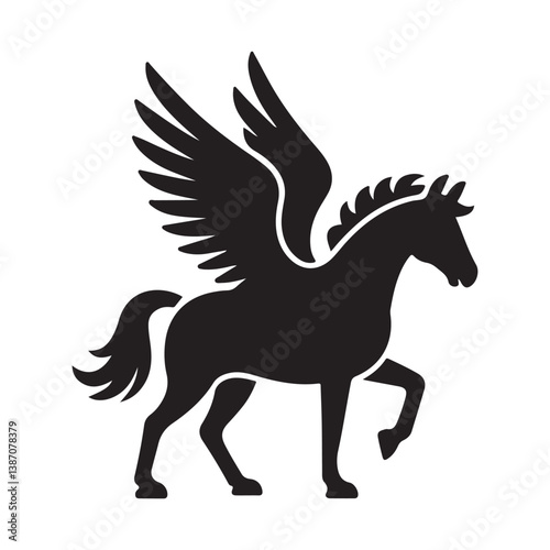 cute pegasus horse animals unicorn clipart cartoon icon set vector design illustrations