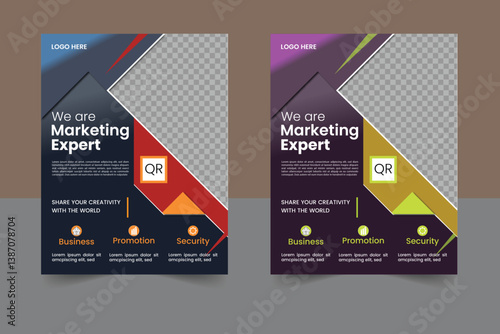 A bundle of thirteen template of different color a4 flyer template, corporate business flyer template design set, flyer in A4 with colorful business proposal, promotion, advertise.