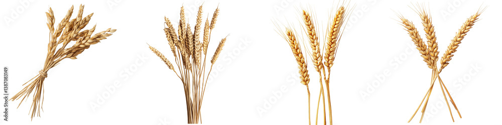 Golden Wheat Stalks in Vivid Color Panels. Golden Wheat Stalks in Vivid Color Panels.