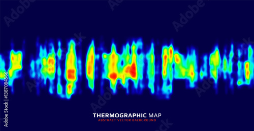 Heat map. Abstract infrared thermographic background. Temperature distribution and data analysis. Thermal imaging concept. Vector illustration.