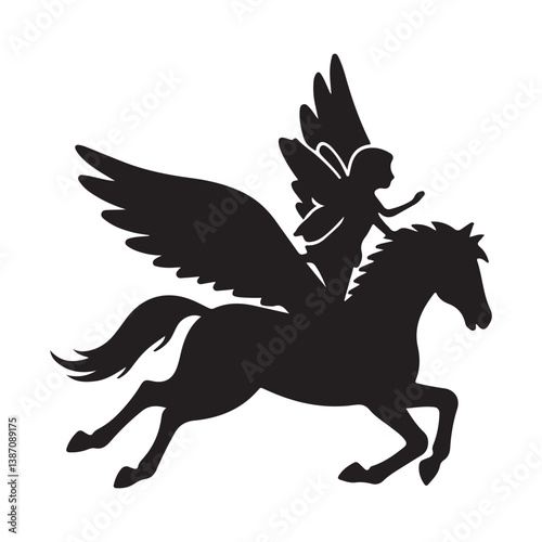 cute pegasus horse animals unicorn clipart cartoon icon set vector design illustrations