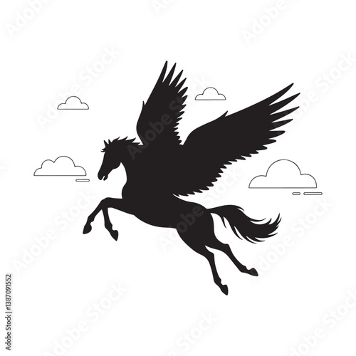 cute pegasus horse animals unicorn clipart cartoon icon set vector design illustrations