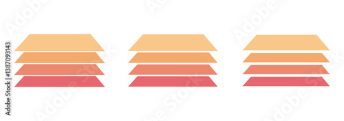 Layer stack illustration. Two, three four and five layers. Layer tier diagram icon . 