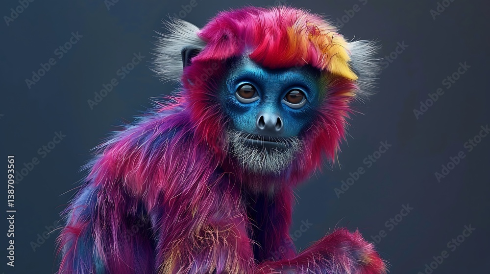 Fototapeta premium 3D model of a multi-colored gibbon
