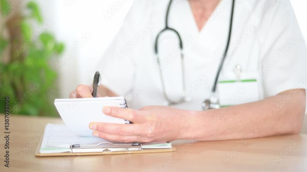 Medical Professional Analyzing Health Records And Writing Notes While Providing In-Person Consultation To Patient Medical Professional Analyzing Health Records And Writing Notes While Providing In-Person Consultation To Patient