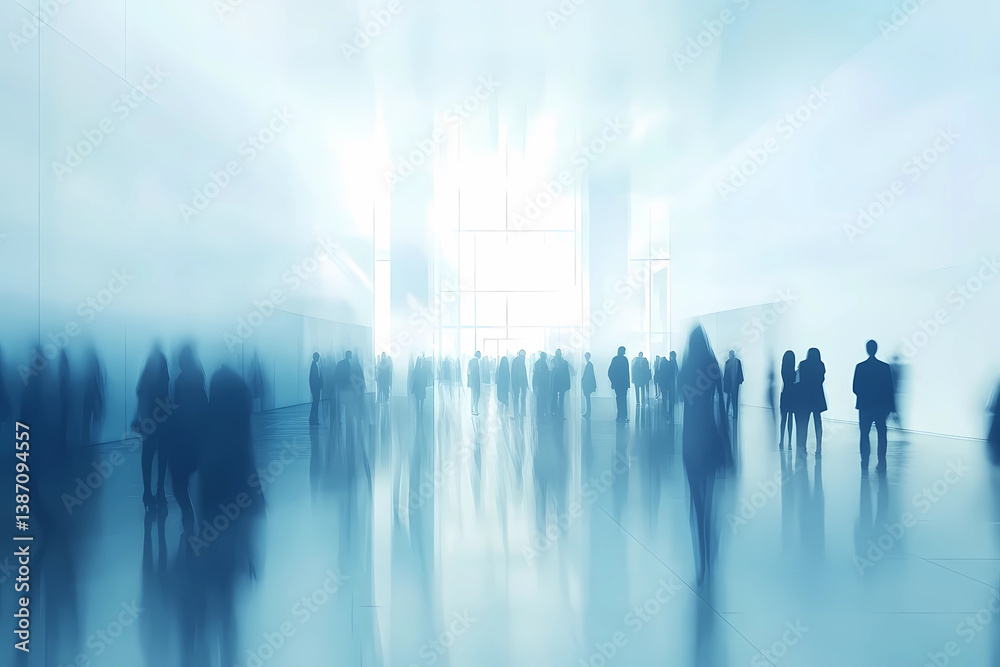 Background of an expo or convention with blurred individuals in an exposition hall. Concept image for a international exhibition, conference center, corporate marketing, or event fair Background of an expo or convention with blurred individuals in an exposition hall. Concept image for a international exhibition, conference center, corporate marketing, or event fair