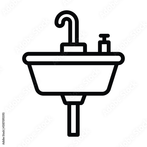 Wash Basin line icon , vector, pixel perfect, illustrator file

