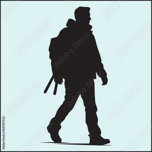 silhouette of a man with a backpack