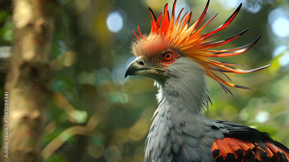 Fototapeta premium 3D model of a multi-colored secretary bird