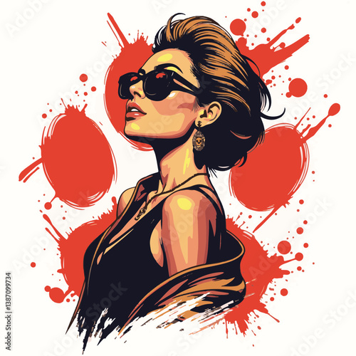 Stylish woman wearing sunglasses striking a confident pose  