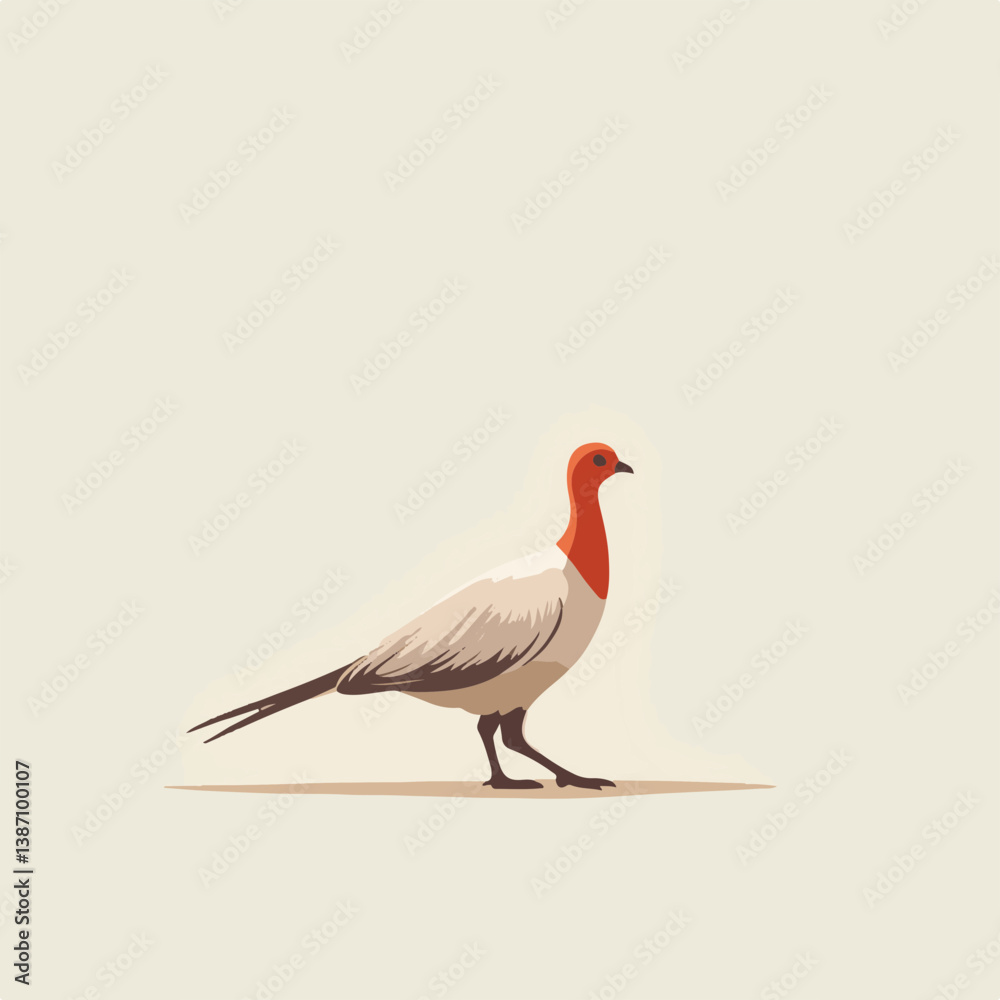 Bird walking in a minimalist style on a pale background  
