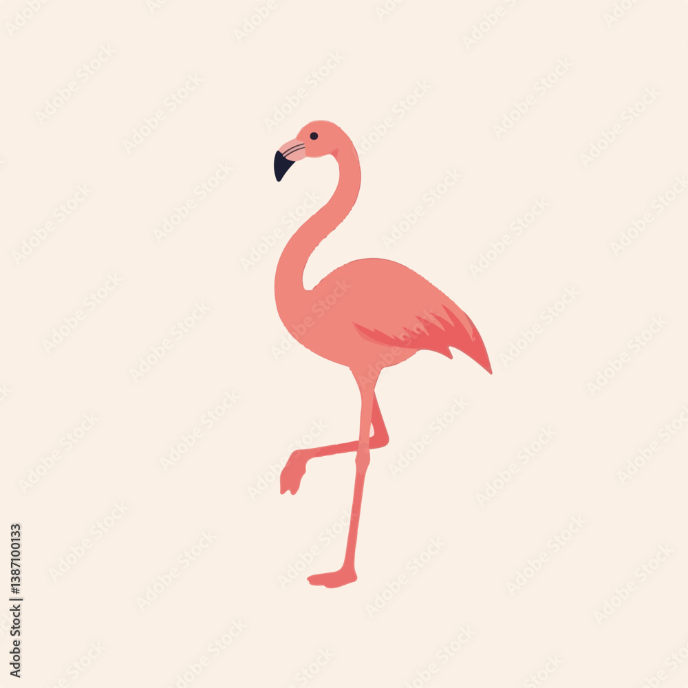 Fototapeta premium Pink flamingo standing gracefully against a soft background 