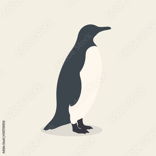 Penguin illustration standing against a light background  