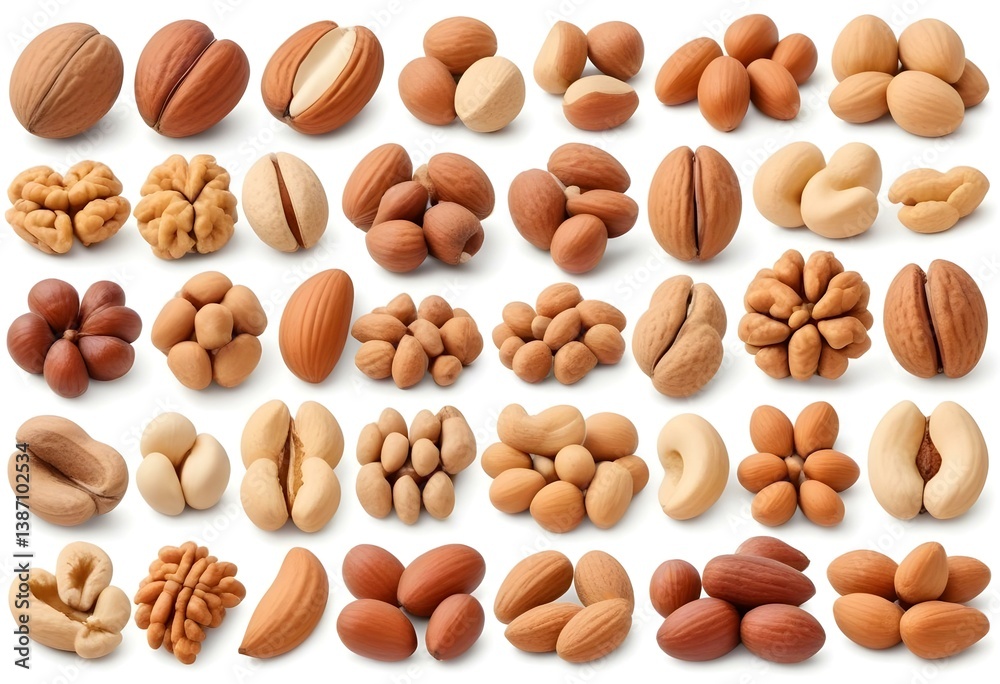 Nuts collection isolated on a white background Nuts collection isolated on a white background