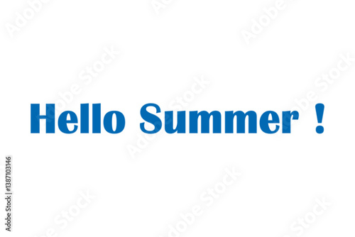 夏の訪れを祝福する、Hello Summer（ハローサマー）の文字の、シンプルなロゴマーク（ベクター素材）
