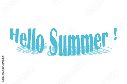 夏の訪れを祝福する、Hello Summer（ハローサマー）の文字の、シンプルなロゴマーク（ベクター素材）
