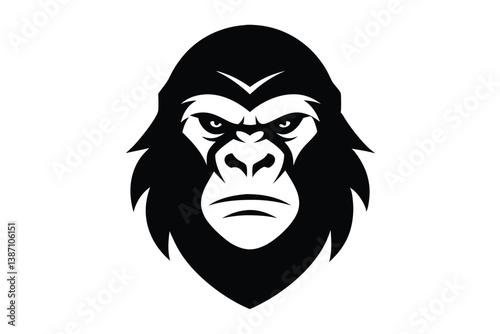 gorilla hed logo vector art illustration
