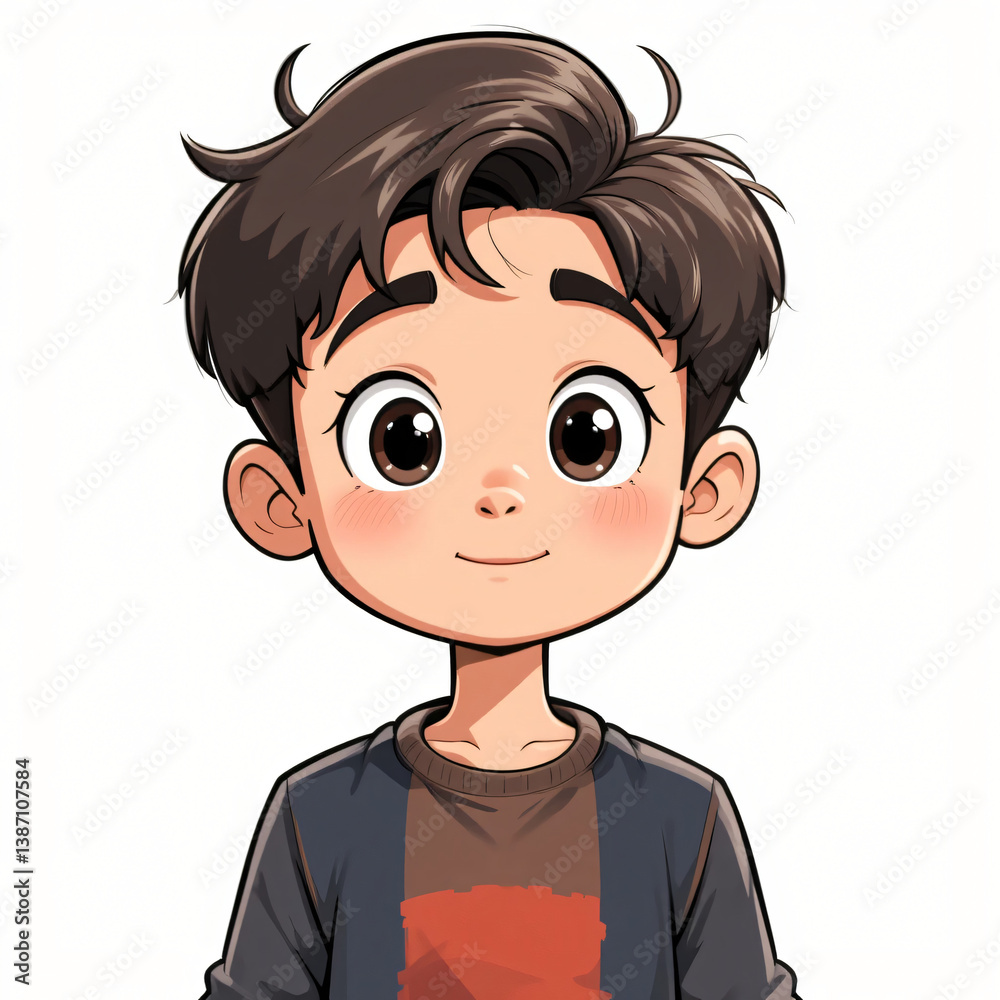 vector cute cartoon alone boy white background vector cute cartoon alone boy white background