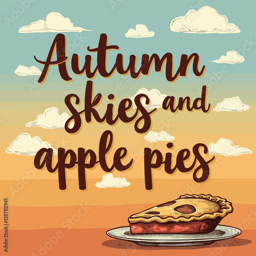 Autumn Skies and Apple Pies Gradient T-Shirt Design