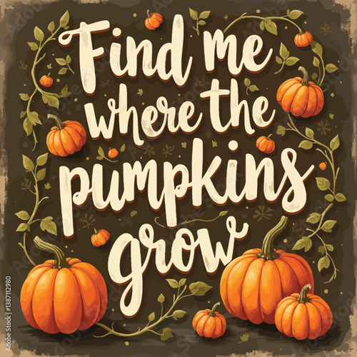 Find Me Where the Pumpkins Grow Whimsical Design