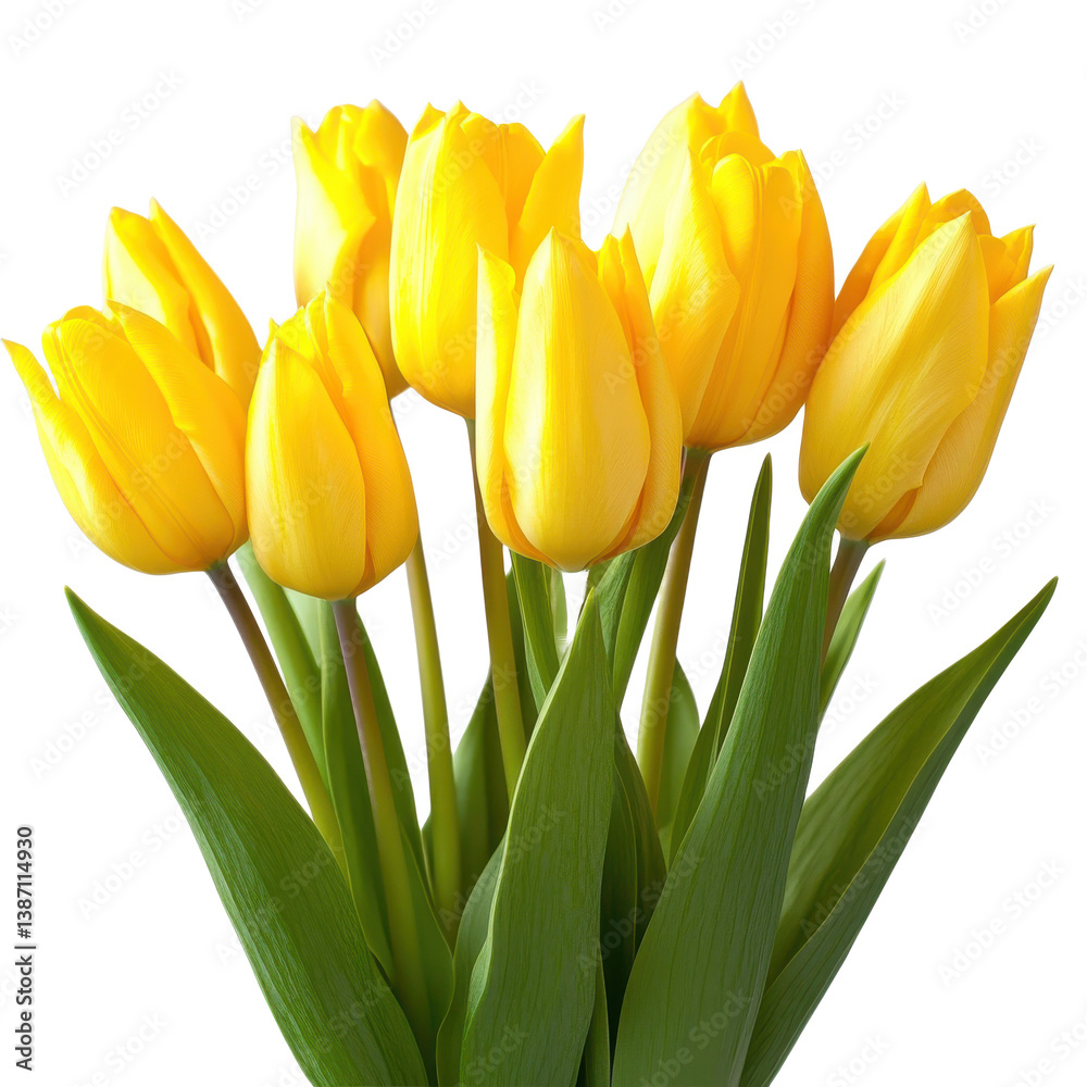 Bunch of yellow tulip flower isolated on transparent background Bunch of yellow tulip flower isolated on transparent background