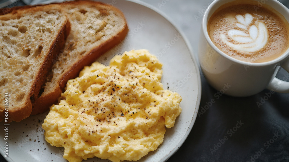 Minimalist Morning Delight: Scrambled Eggs and Sourdough Minimalist Morning Delight: Scrambled Eggs and Sourdough