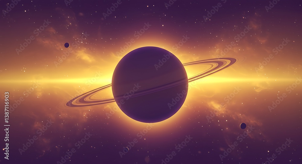 Fototapeta premium Cosmic Ring: A Digital Planet AI Generated