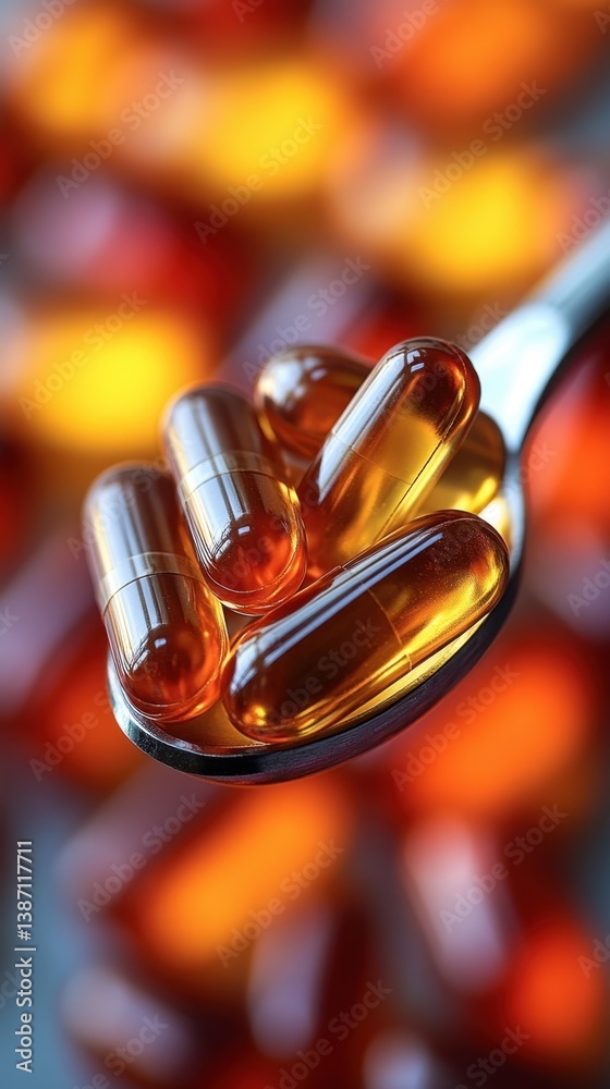 A close up of a spoon with some pills on it A close up of a spoon with some pills on it