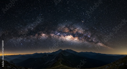 Milky Way Majesty: Night Sky Panorama AI Generated