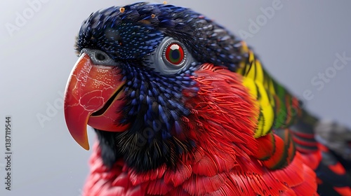 3D model of a multi-colored black-capped lory