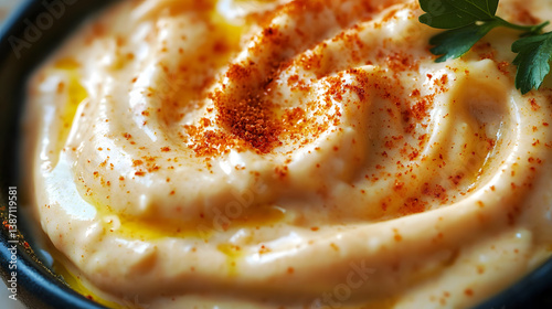 Close-up of creamy remoulade with cajun seasoning texture for culinary design