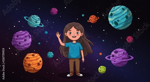 Wallpaper Mural Cosmic Girl: A Hand-Painted Space Adventure AI Generated Torontodigital.ca