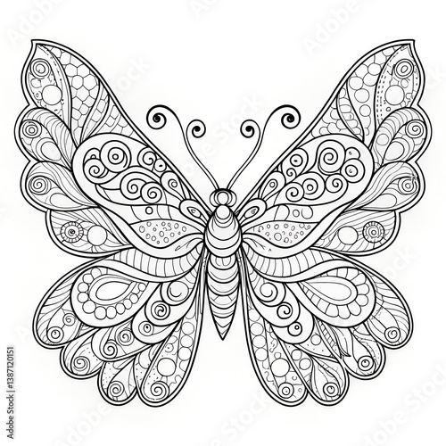 Intricate Zentangle Butterfly Coloring Page photo
