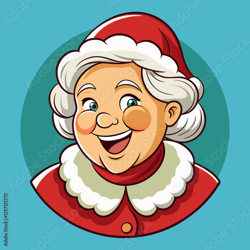 Mrs Claus Smile Vector Illustration – Cute Cartoon Clipart & Line Art Design
