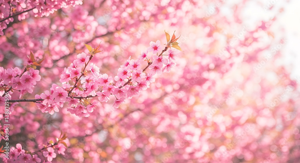 Fototapeta premium Pink Blossom Dream: Soft Focus Photography AI Generated