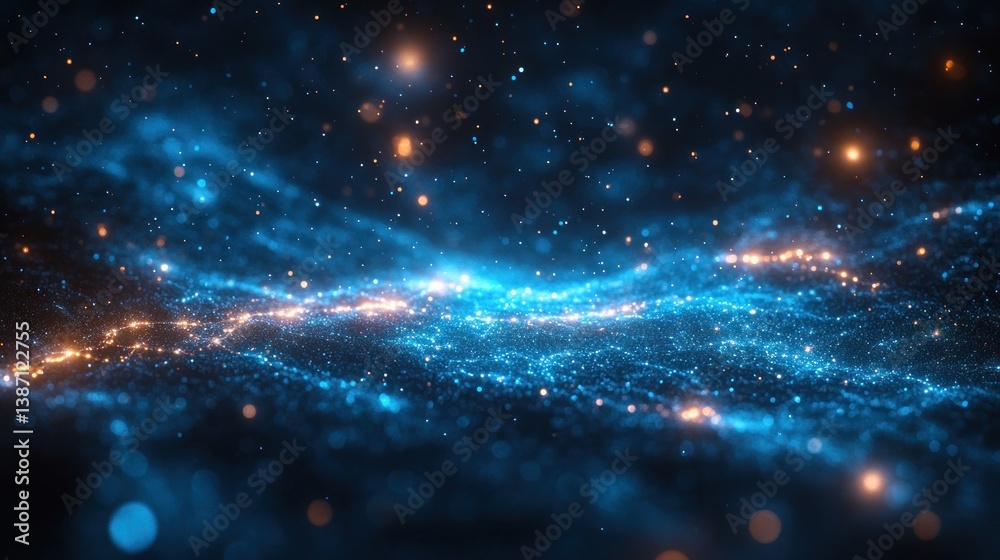 Naklejka premium Abstract digital waves, glowing particles, dark background